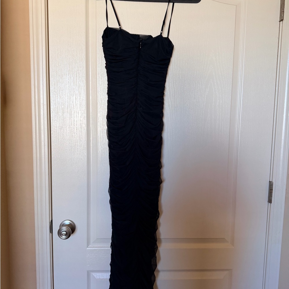 House of CB Black Ruched Spaghetti Strap Maxi - Picture 4 of 7
